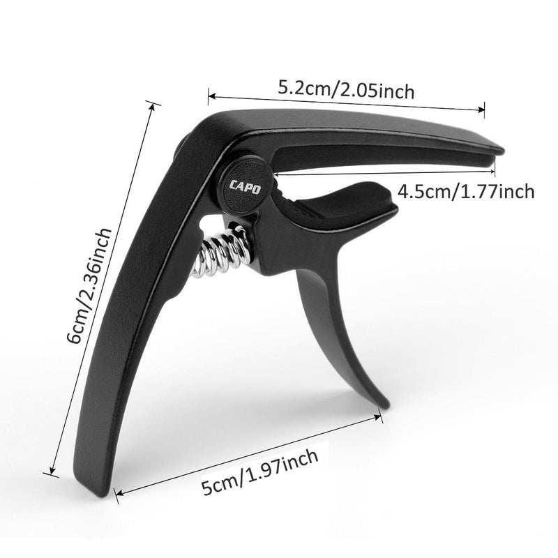 BestSounds UKULELE CAPO - 4 String for Soprano, Concert Ukulele Zinc Alloy Professional Capo Lightweight Feeling with 2pack Ukulele Felt Picks (Black) - Image 2